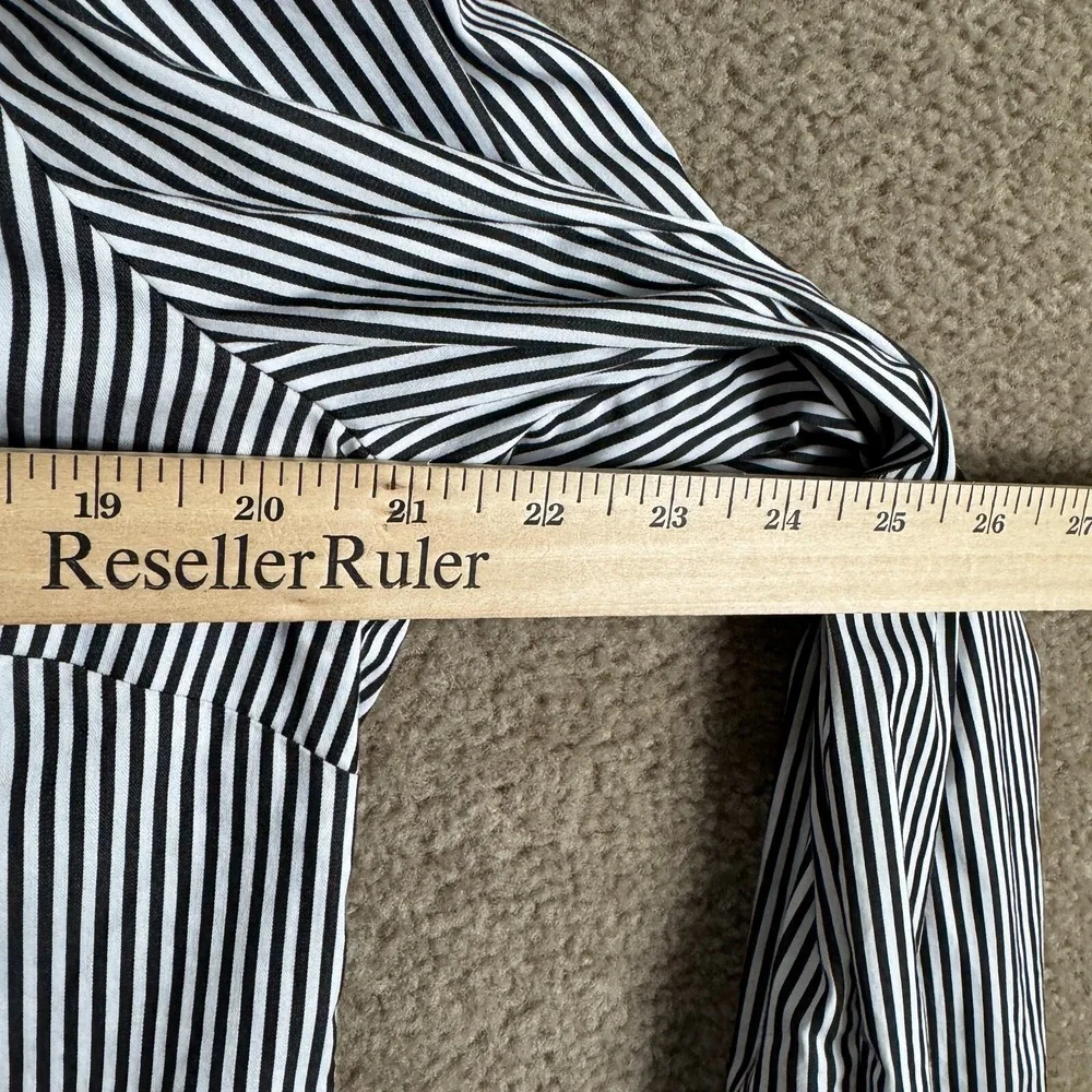 Untuckit Julianna Shirt Women's 12 Black/White‎ Stripe Stretch French Cuff Top - Picture 6 of 10